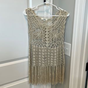 Umgee crochet cotton vest in off white/beige Size M/L